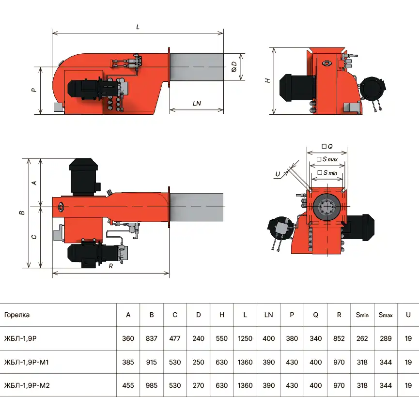 Основные размеры