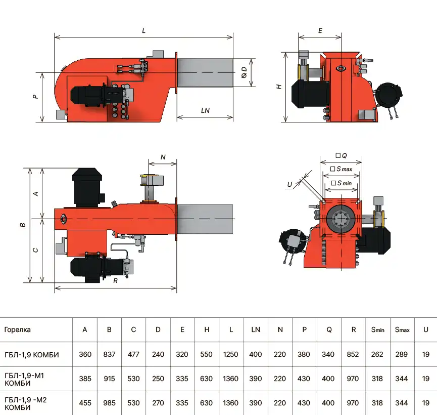 Основные размеры