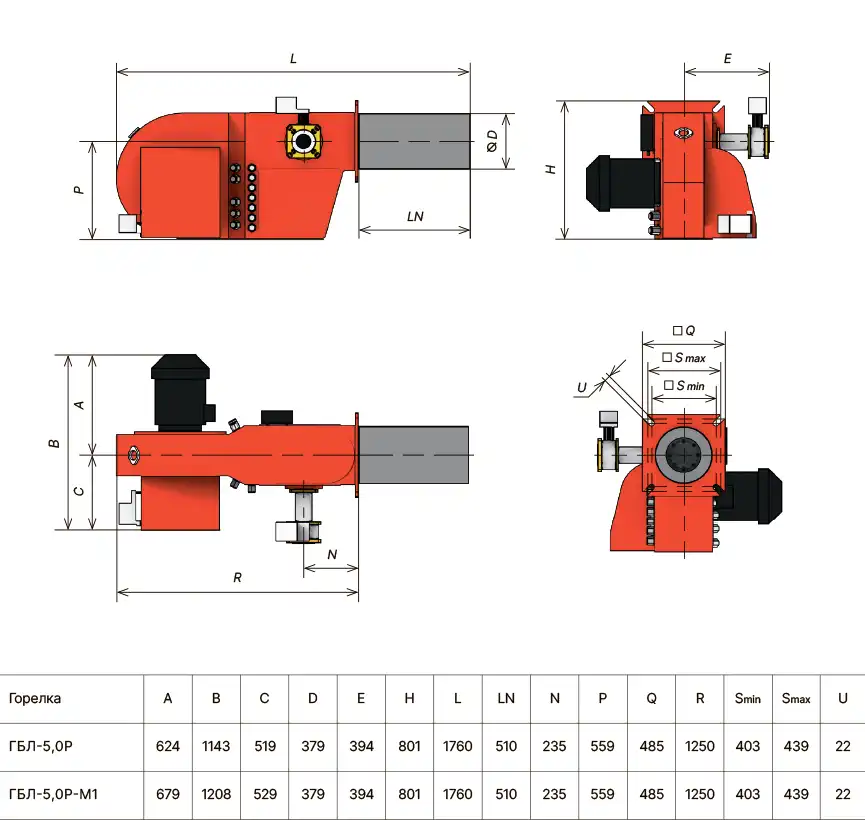 Основные размеры
